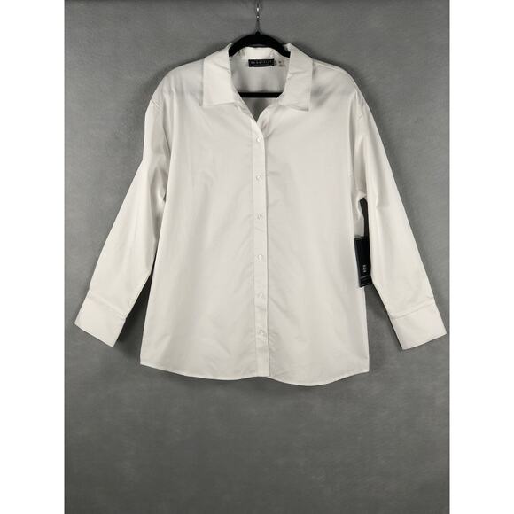 Bagatelle Collection Women's Size Medium Button Up Shirt White NEW - Picture 1 of 8